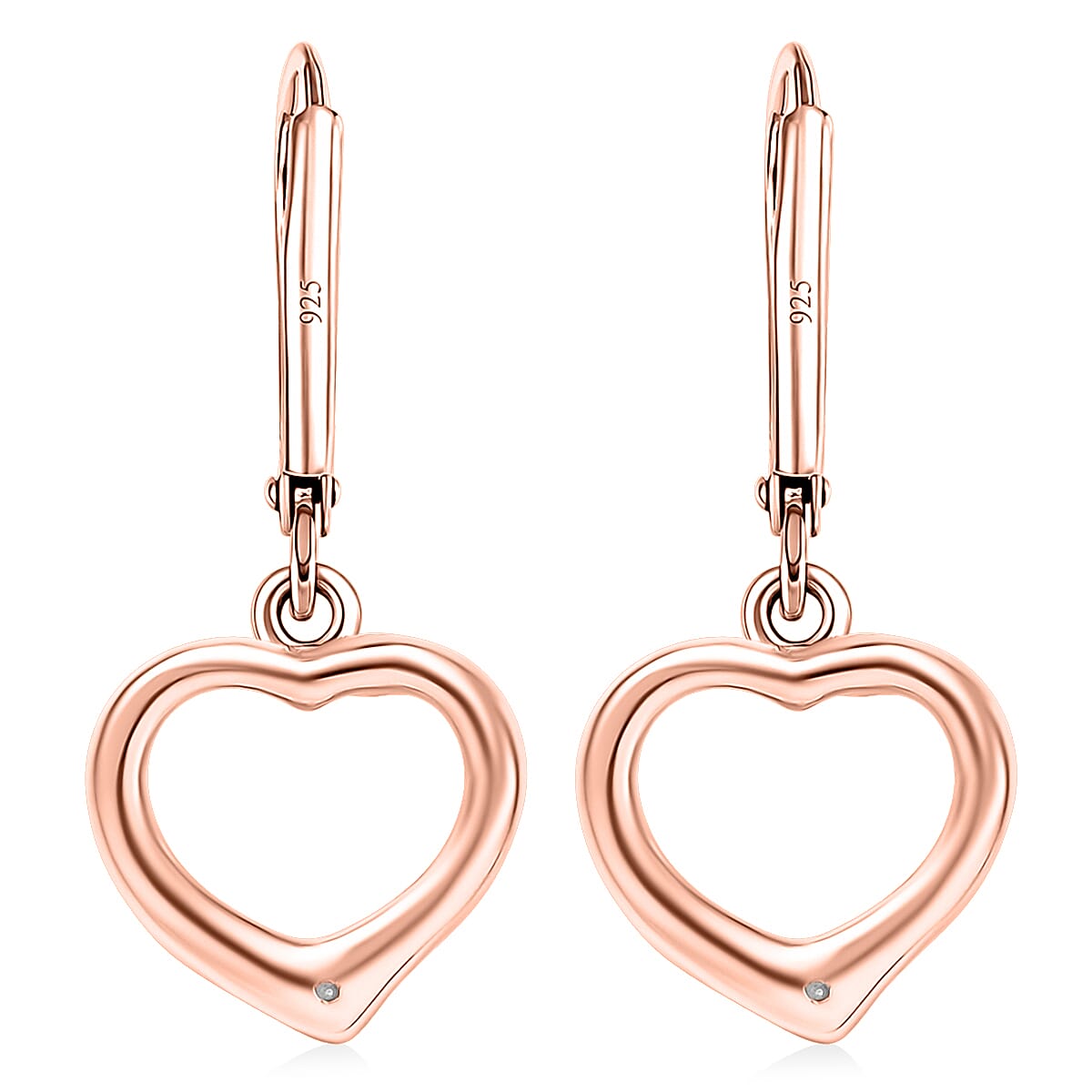EverTrue Moissanite Heart Earrings in 18K RG Plated