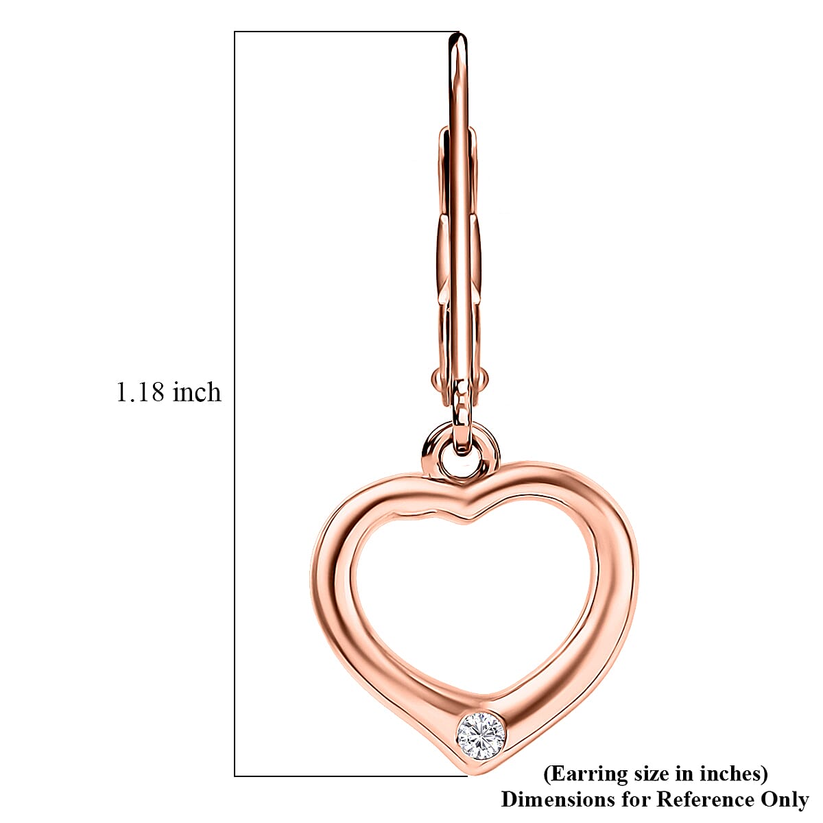 EverTrue Moissanite Heart Earrings in 18K RG Plated image number 6