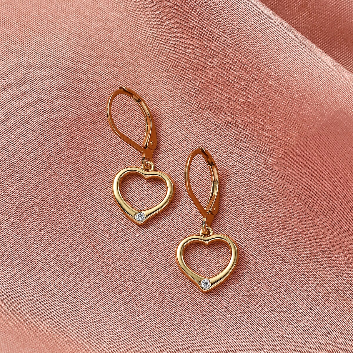 EverTrue Moissanite Heart Earrings in 18K YG Plated image number 1