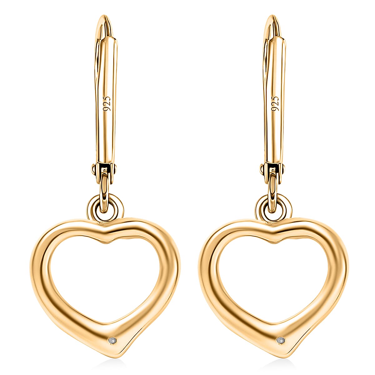 EverTrue Moissanite Heart Earrings in 18K YG Plated image number 5