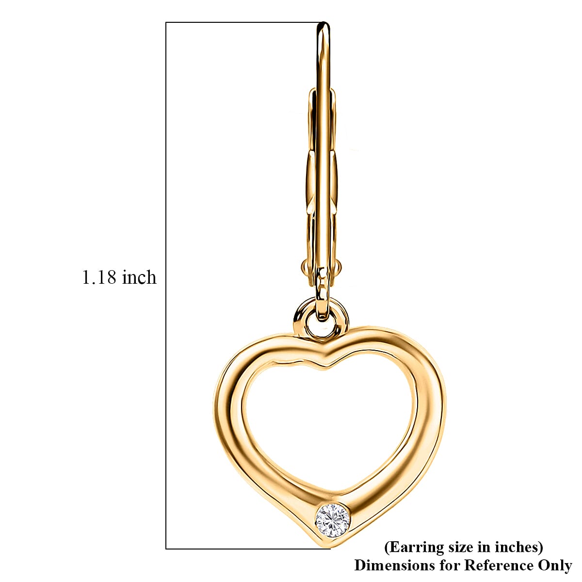 EverTrue Moissanite Heart Earrings in 18K YG Plated image number 6