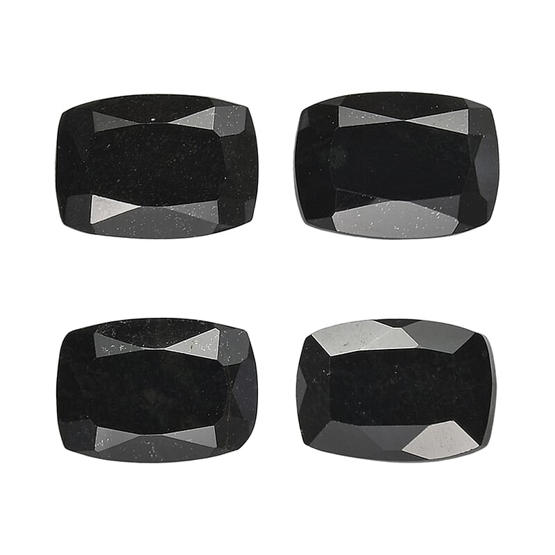 3.12 ctw Cushion Cut Australian Black Tourmaline Loose Gemstone (Set Of 4) (7x5 mm)