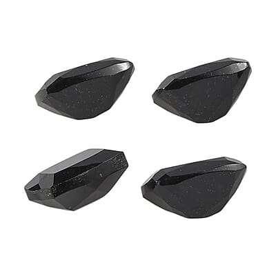 3.12 ctw Cushion Cut Australian Black Tourmaline Loose Gemstone (Set Of 4) (7x5 mm)