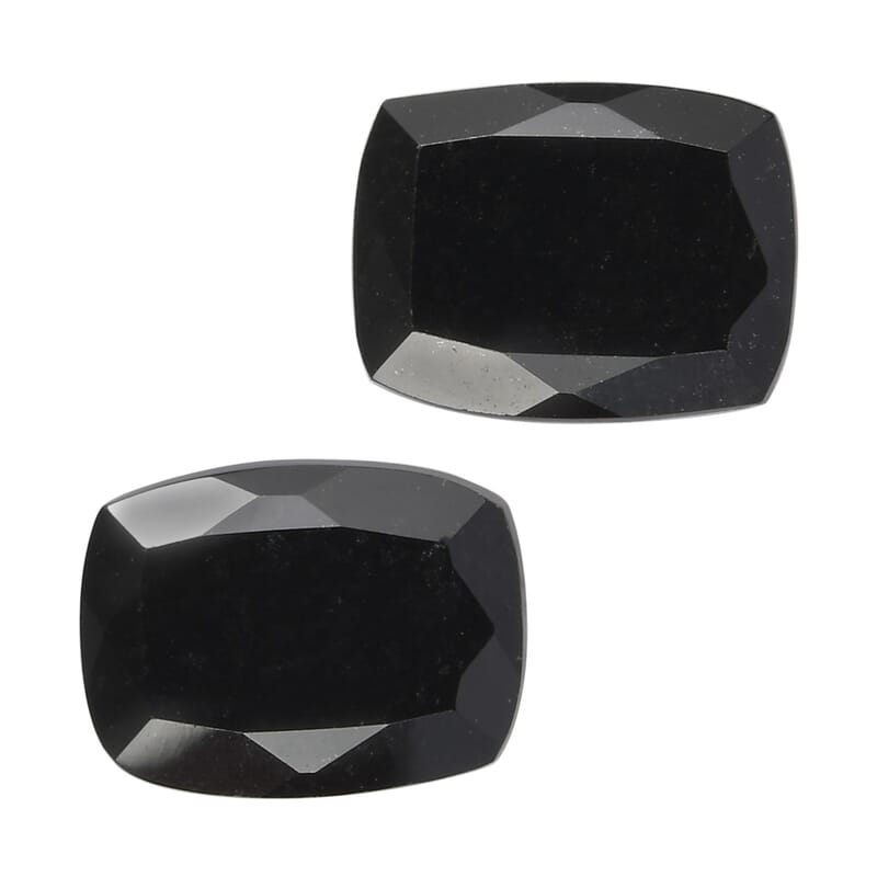 2.61 ctw Cushion Cut Australian Black Tourmaline Loose Gemstone (Set Of 2) (8x6 mm)