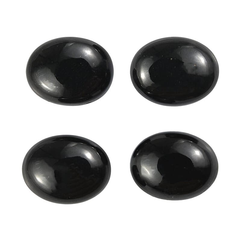 6.83 ctw Oval Cut Australian Black Tourmaline Loose Gemstone (Set Of 4) (9x7 mm)