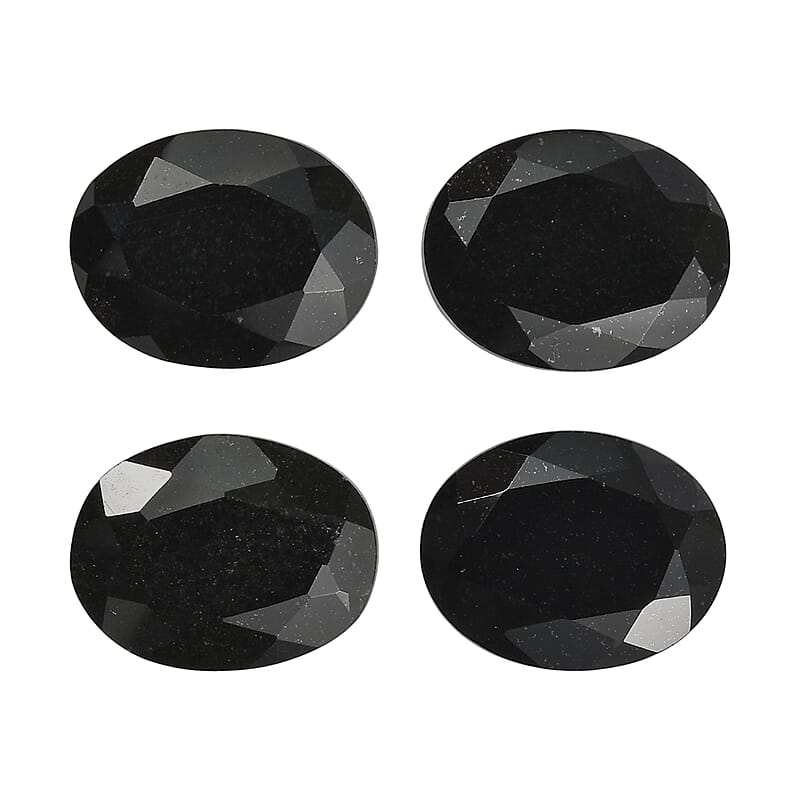 7.41 ctw Oval Cut Australian Black Tourmaline Loose Gemstone (Set Of 4) (9x7 mm)