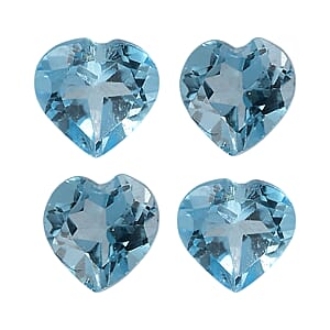 1.11 ctw Heart Cut Blue Topaz Loose Gemstones (Set Of 4) (4 mm)
