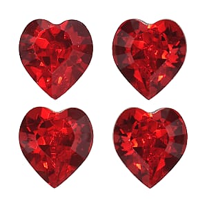 1.85 ctw Heart Cut Light Siam Swarovski Crystal Loose Stone (Set Of 4) (5.5 mm)