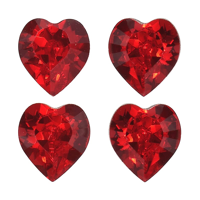 1.85 ctw Heart Cut Light Siam Swarovski Crystal Loose Stone (Set Of 4) (5.5 mm)