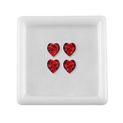 1.85 ctw Heart Cut Light Siam Swarovski Crystal Loose Stone (Set Of 4) (5.5 mm)