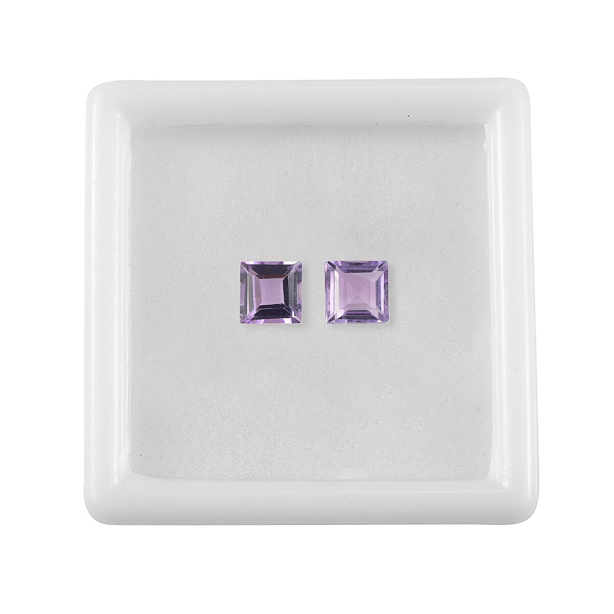 1.06 ctw Square Cut Rose De France Amethyst Loose Gemstone (Set Of 2) (5 mm) image number 2