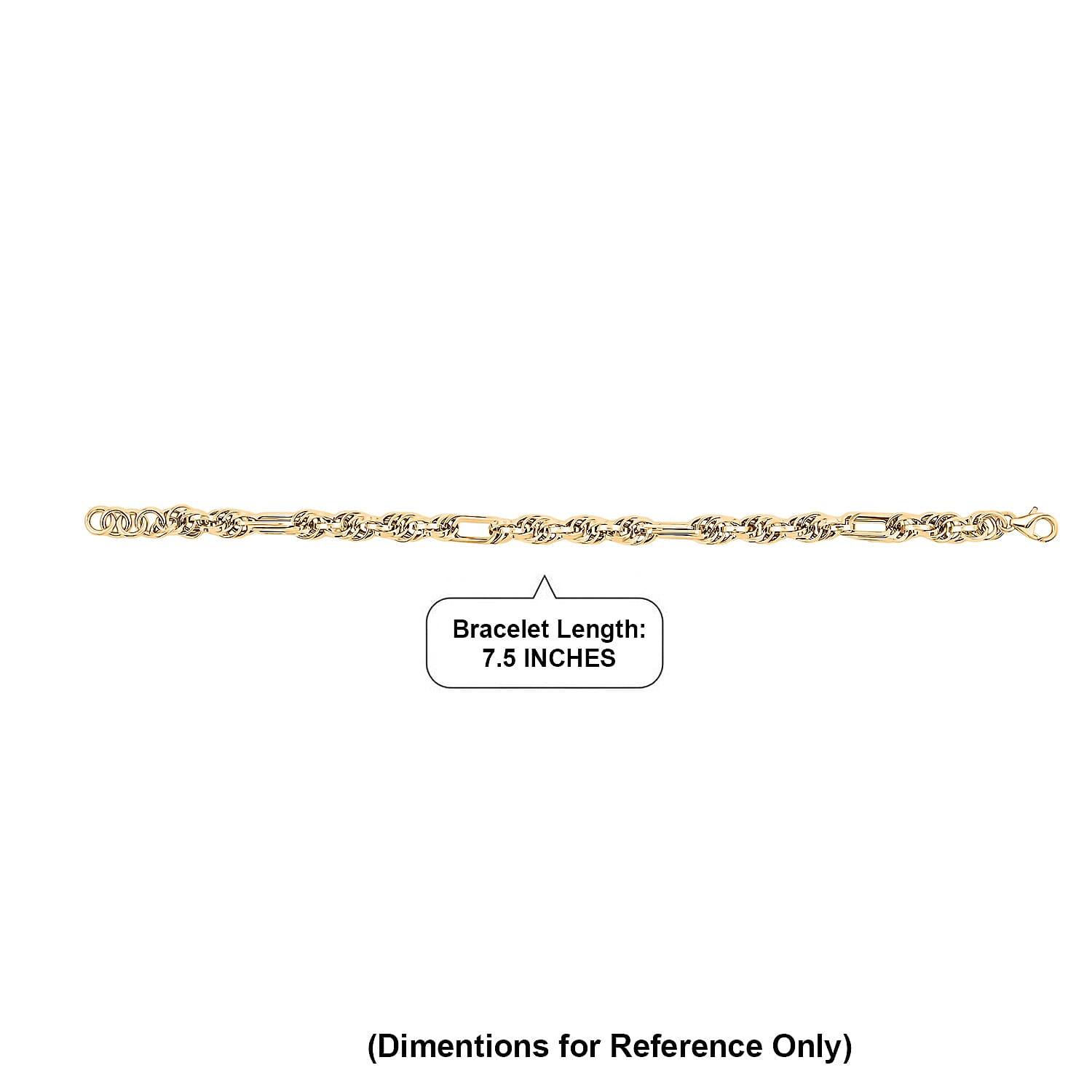 Italian 10K Yellow Gold Figaro Twist Bracelet (7.50 In) 5.10 Grams