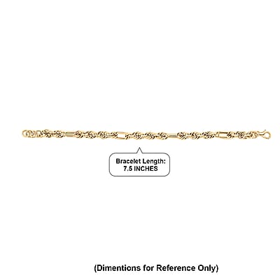 Italian 10K Yellow Gold Figaro Twist Bracelet (7.50 In) 5.10 Grams