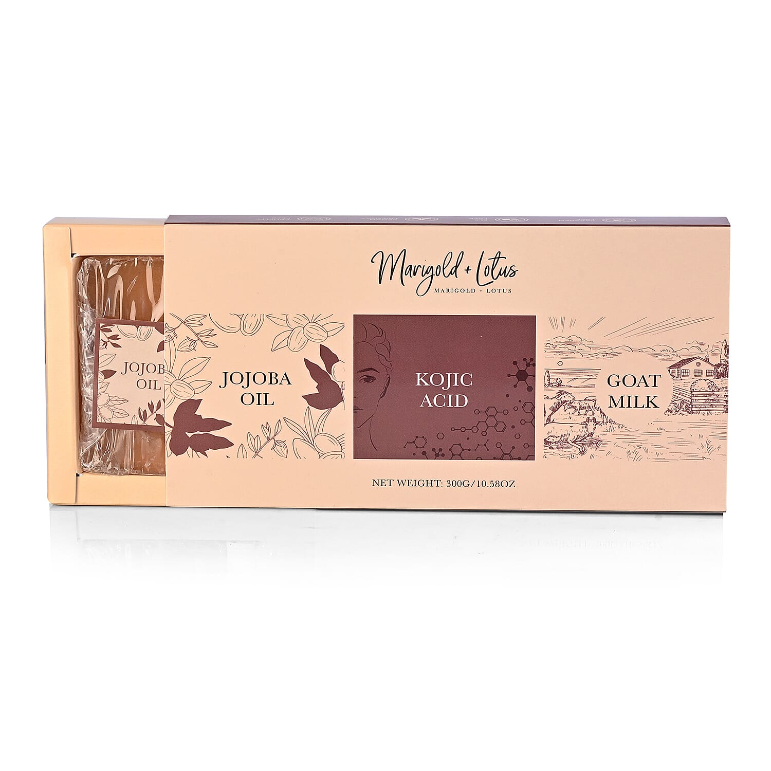 Marigold + Lotus Set of 3 Bar Soaps Jojoba Oil, Kojic Acid & Goat Milk (10.58oz)