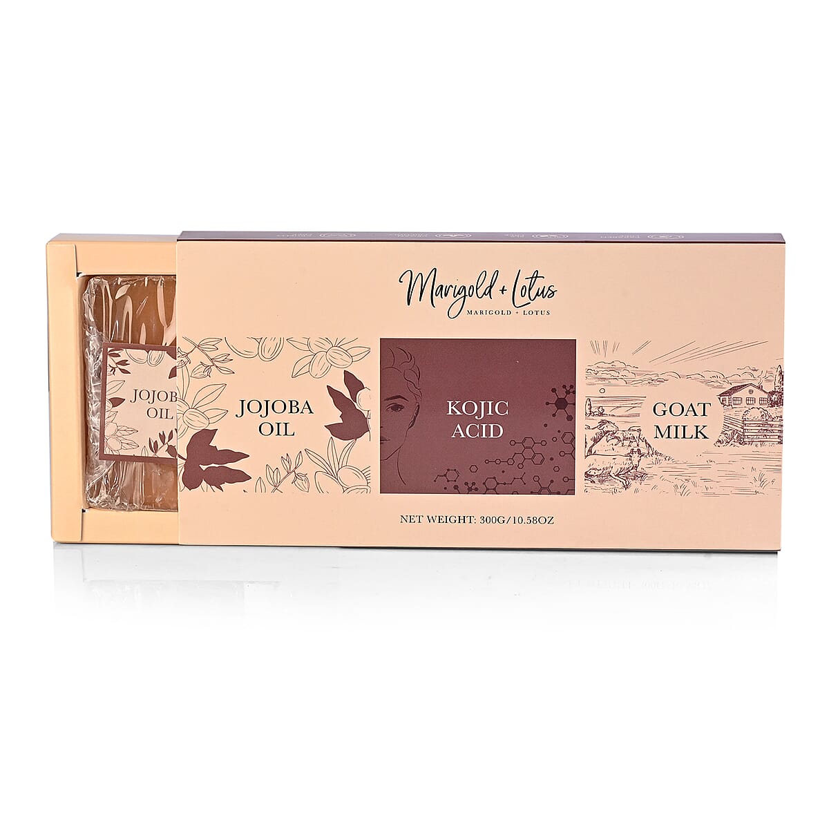Marigold + Lotus Set of 3 Bar Soaps Jojoba Oil, Kojic Acid & Goat Milk (10.58oz) image number 2