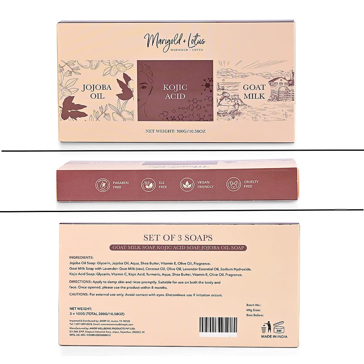 Marigold + Lotus Set of 3 Bar Soaps Jojoba Oil, Kojic Acid & Goat Milk (10.58oz) image number 7