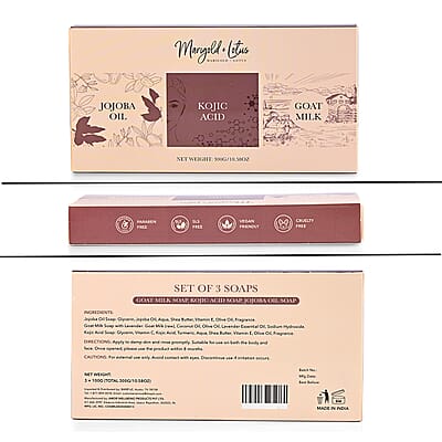 Marigold + Lotus Set of 3 Bar Soaps Jojoba Oil, Kojic Acid & Goat Milk (10.58oz)