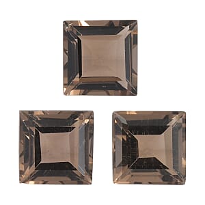 4.15 ctw Square Cut Smoky Quartz Loose Gemstone (Set Of 3) (7 mm)