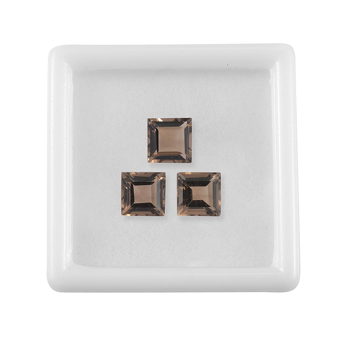 4.15 ctw Square Cut Smoky Quartz Loose Gemstone (Set Of 3) (7 mm) image number 2