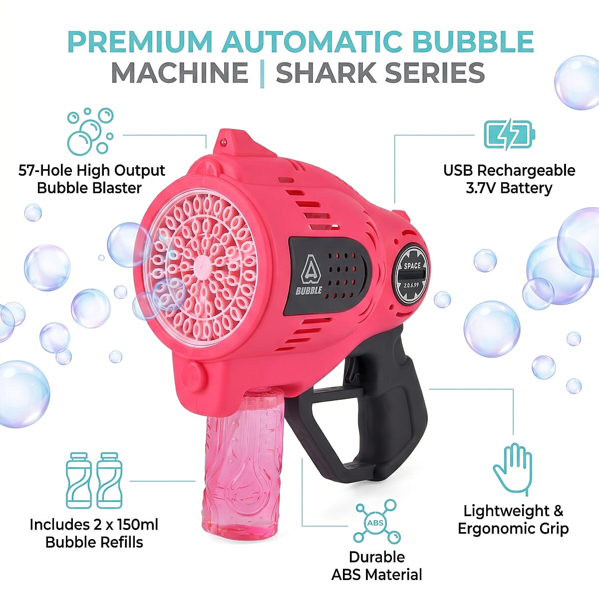 Pink Bubble Blaster Toy (Includes 150ml Bubble Refills) image number 4