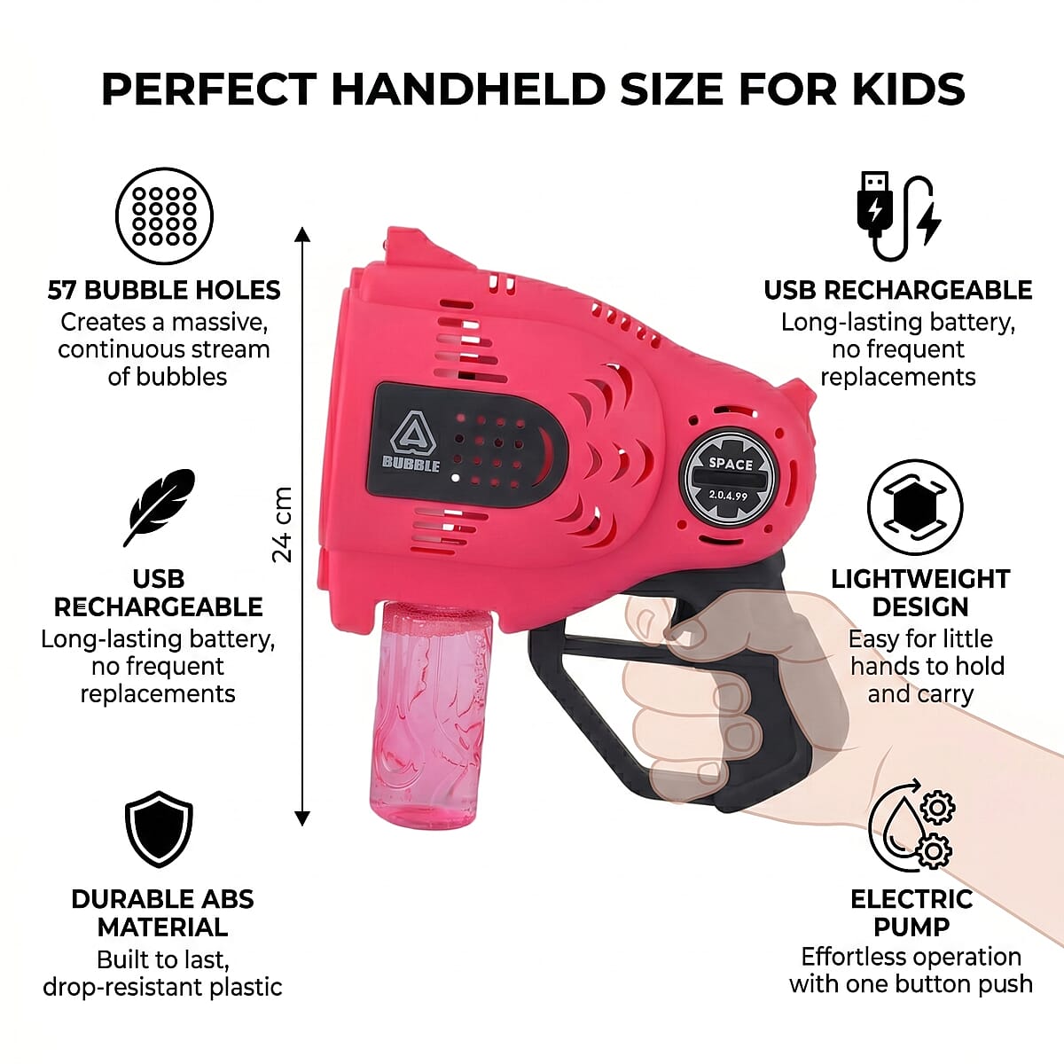 Pink Bubble Blaster Toy (Includes 150ml Bubble Refills) image number 5