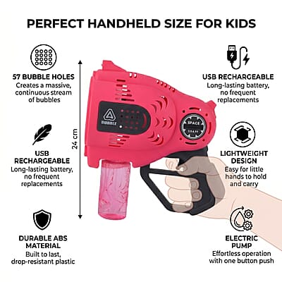 Pink Bubble Blaster Toy (Includes 150ml Bubble Refills)