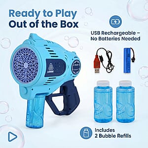 Blue Bubble Blaster Toy (Includes 150ml Bubble Refills)