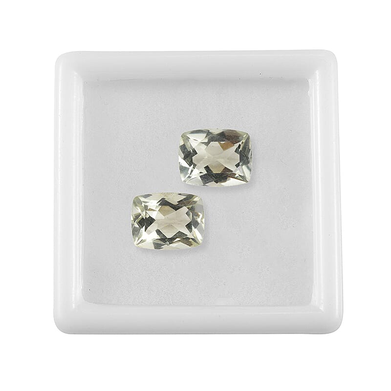 5.71 ctw Cushion Cut Montezuma Prasiolite Loose Gemstones (Set Of 2) (10x8 mm)
