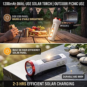 Red 1200mAh Solar Chargeable Torch