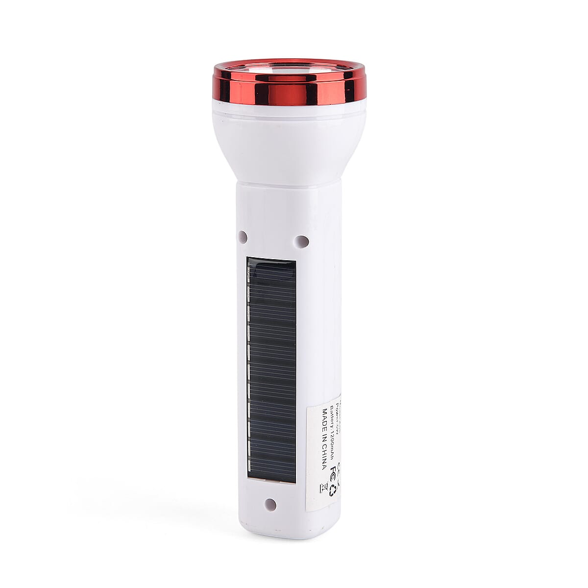 Red 1200mAh Solar Chargeable Torch image number 2