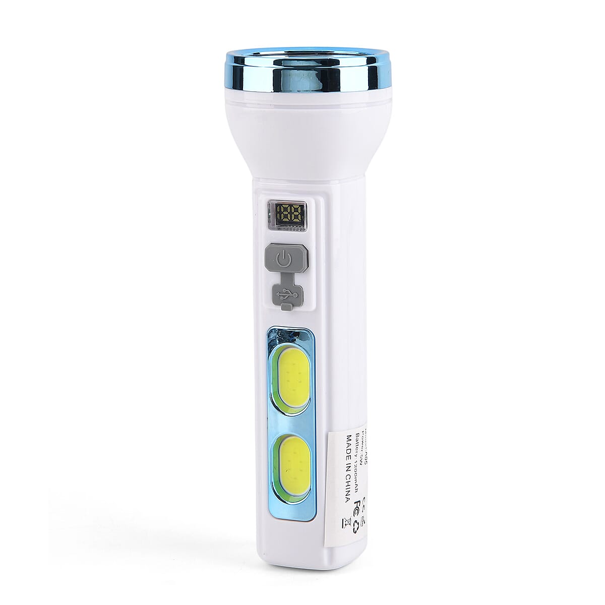 Blue 1200mAh Solar Chargeable Torch image number 1
