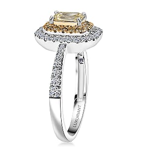 Luxuriant Lab Grown Yellow Diamond (IR) 5.5) and Lab Grown Diamond VS 1.00 ctw Art Deco Ring in 10K White Gold (Size 10.0)