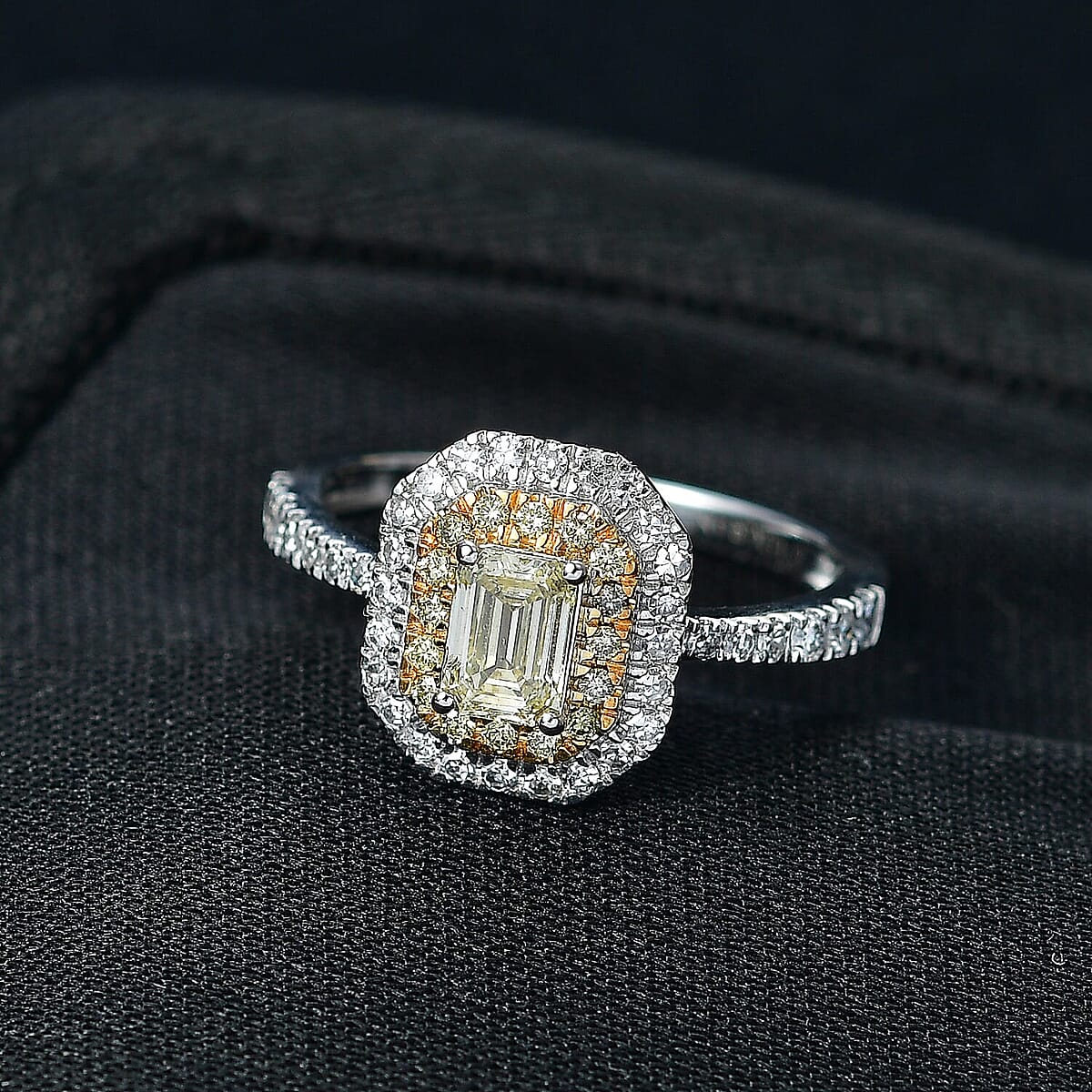 Luxuriant Lab Grown Yellow Diamond (IR) 8.5) and Lab Grown Diamond VS 1.00 ctw Art Deco Ring in 10K White Gold (Size 10.0) image number 1