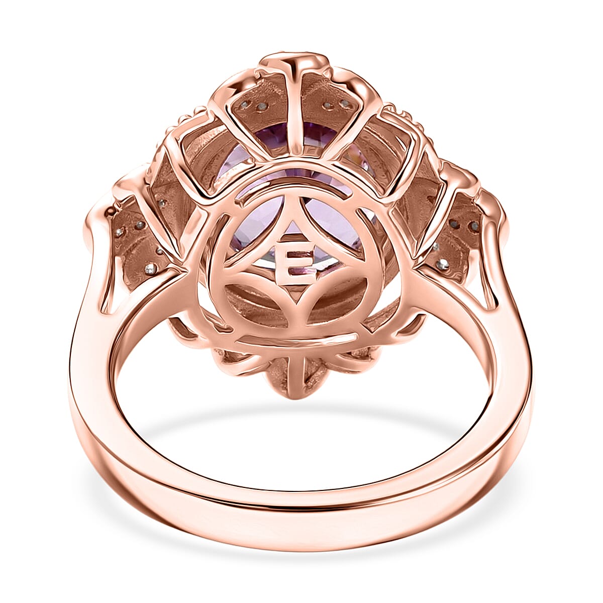 EverTrue Rose De France Amethyst and White Zircon 3.50 ctw Ring in 18K RG Plated (Size 7.0) image number 4