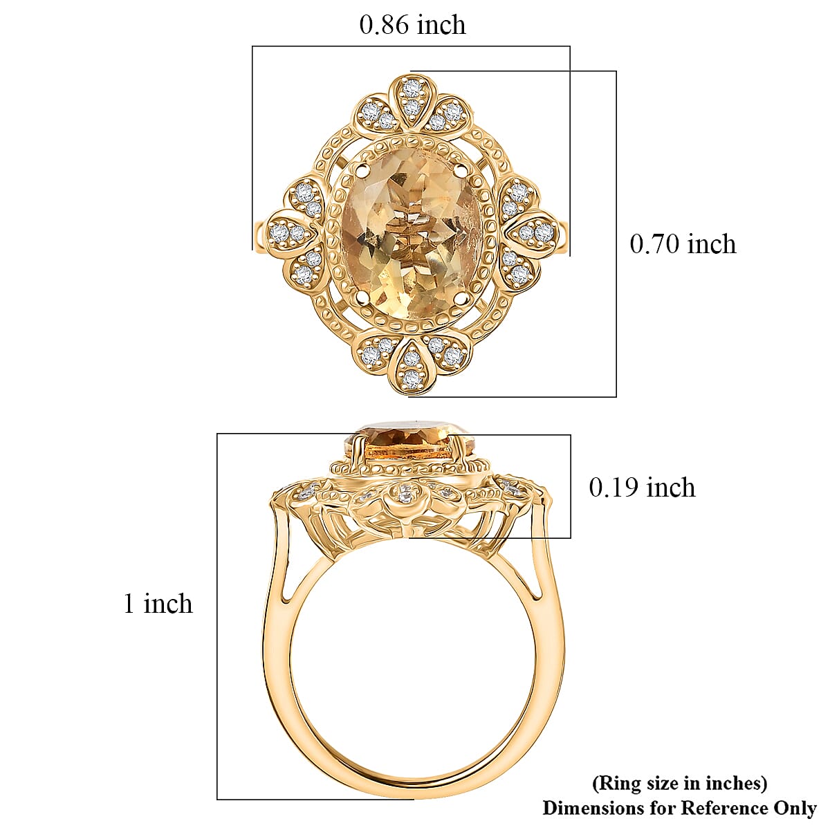 EverTrue Brazilian Citrine and White Zircon 3.50 ctw Ring in 18K YG Plated (Size 5.0) image number 5
