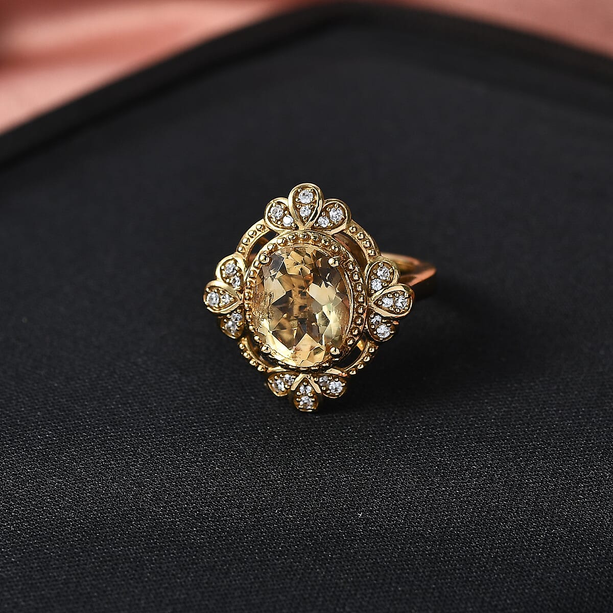EverTrue Brazilian Citrine and White Zircon 3.50 ctw Ring in 18K YG Plated (Size 6.0) image number 1