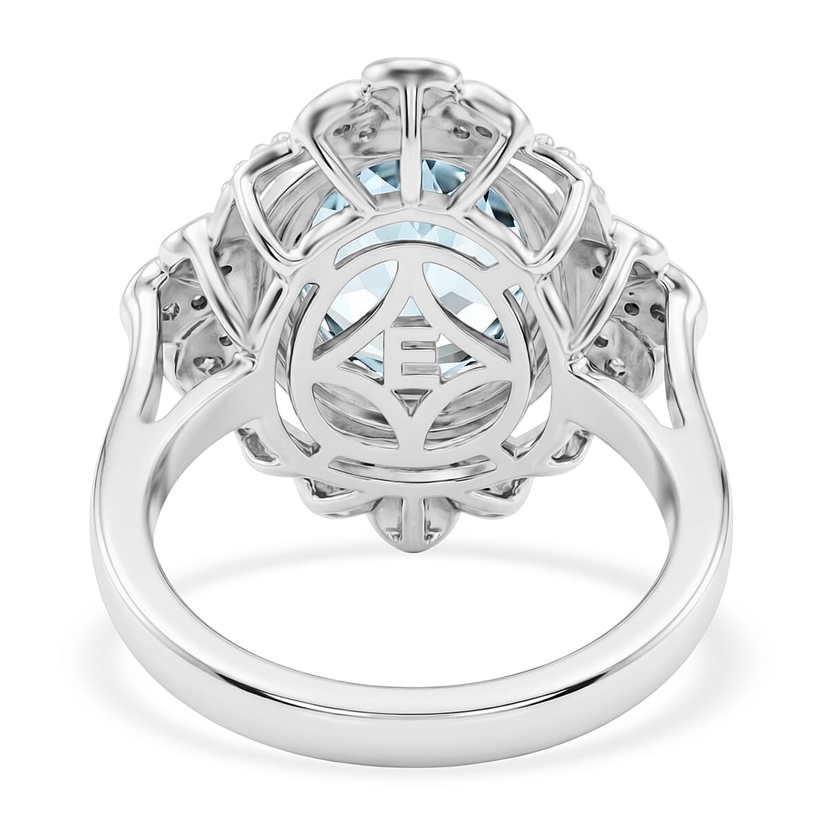 EverTrue Sky Blue Topaz and White Zircon 4.60 ctw Floral Majesty Ring in Platinum Bond (Size 10.0)