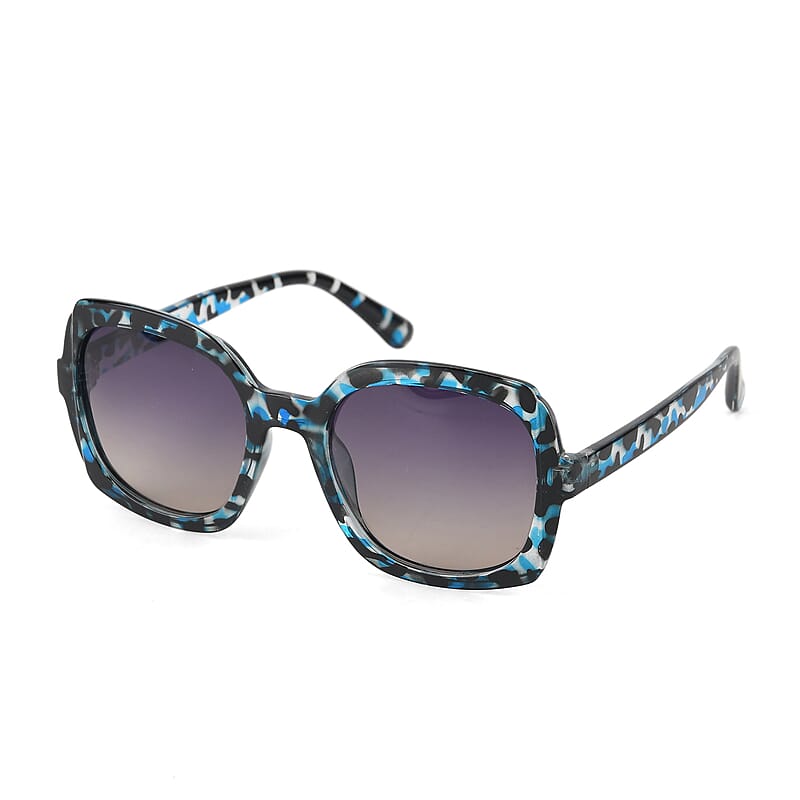 Leopard Print with Blue and Black UV400 Sunglasses