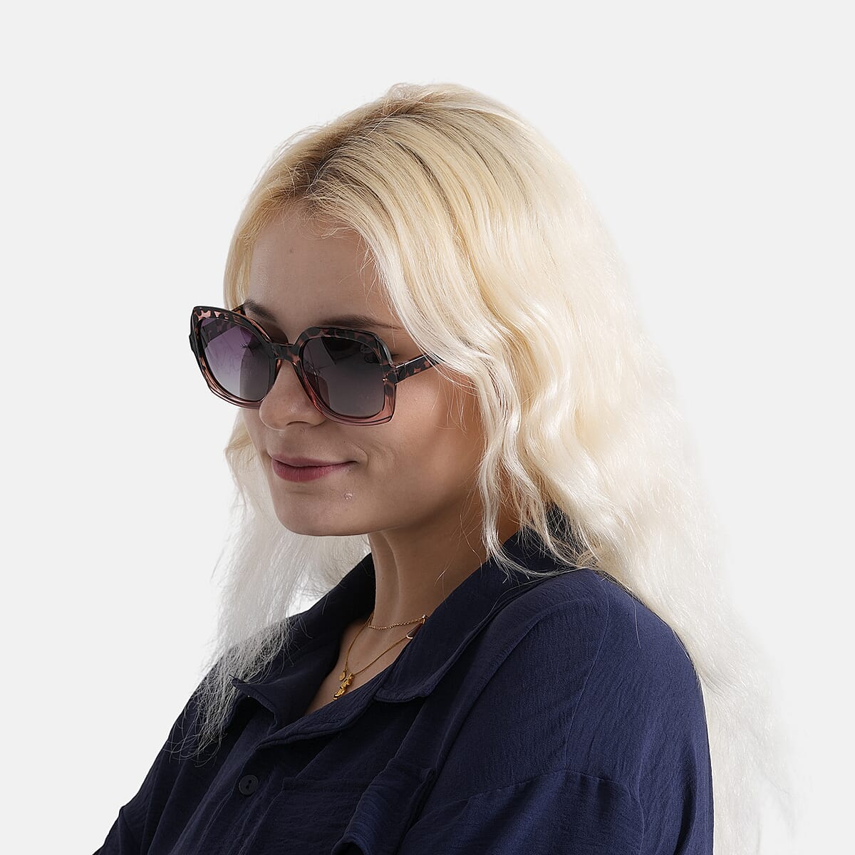 Leopard Print with Solid Black UV400 Sunglasses image number 3