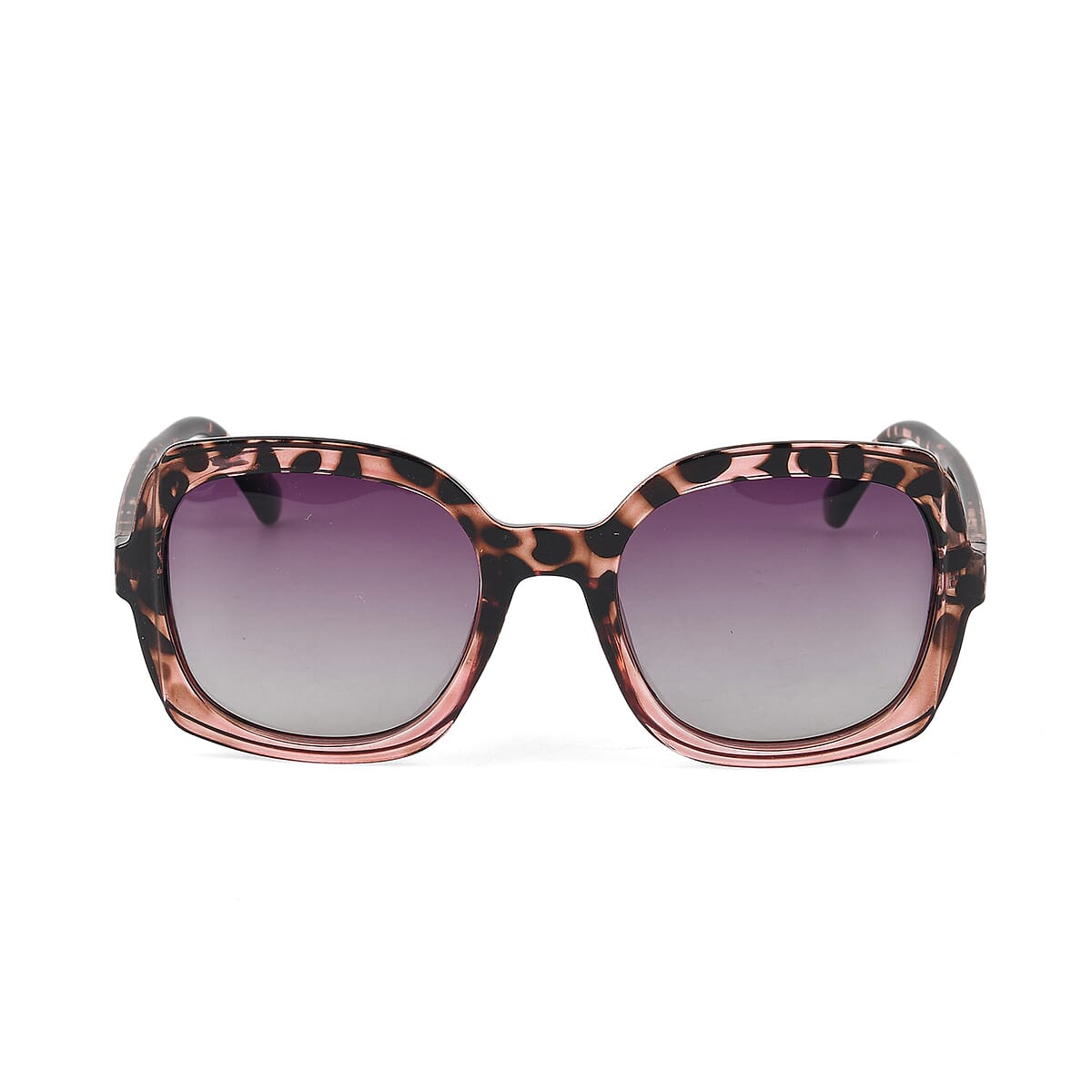 Leopard Print with Solid Black UV400 Sunglasses image number 4