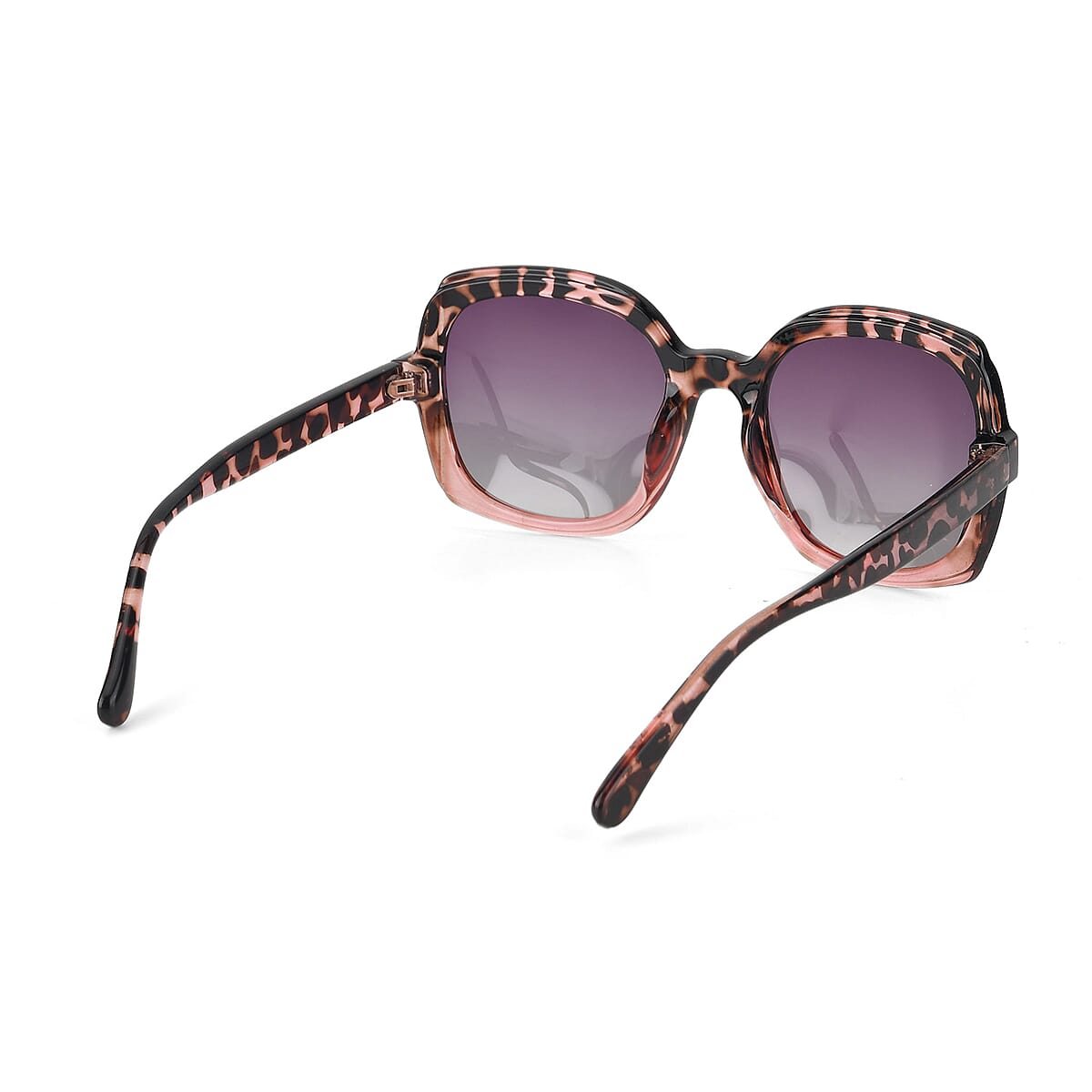 Leopard Print with Solid Black UV400 Sunglasses image number 5