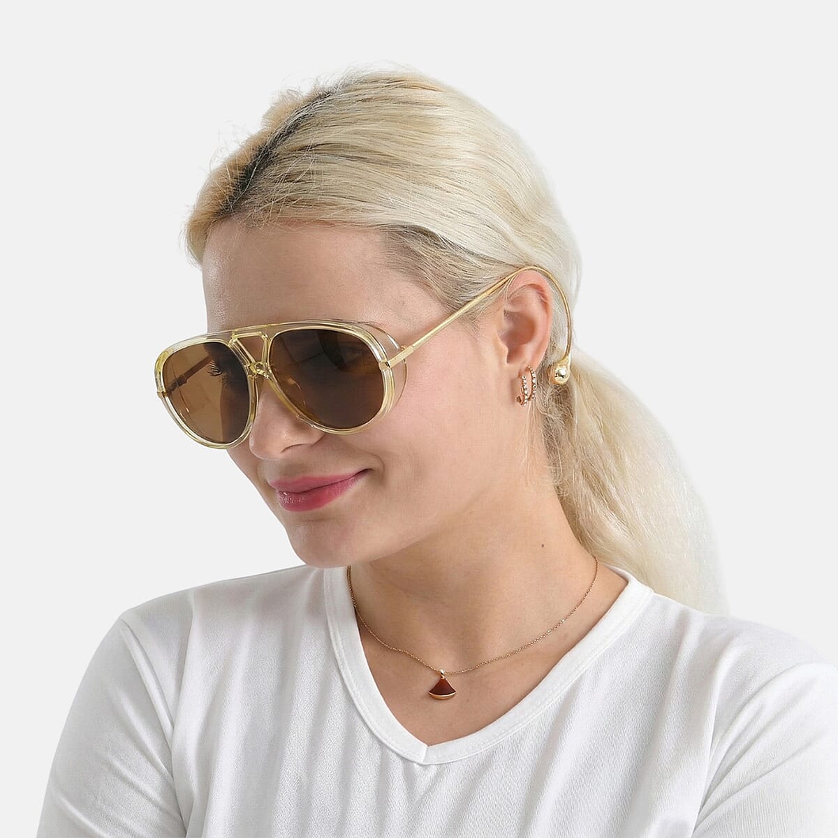 Brown Lens with Transparent Frame UV400 Sunglasses image number 2