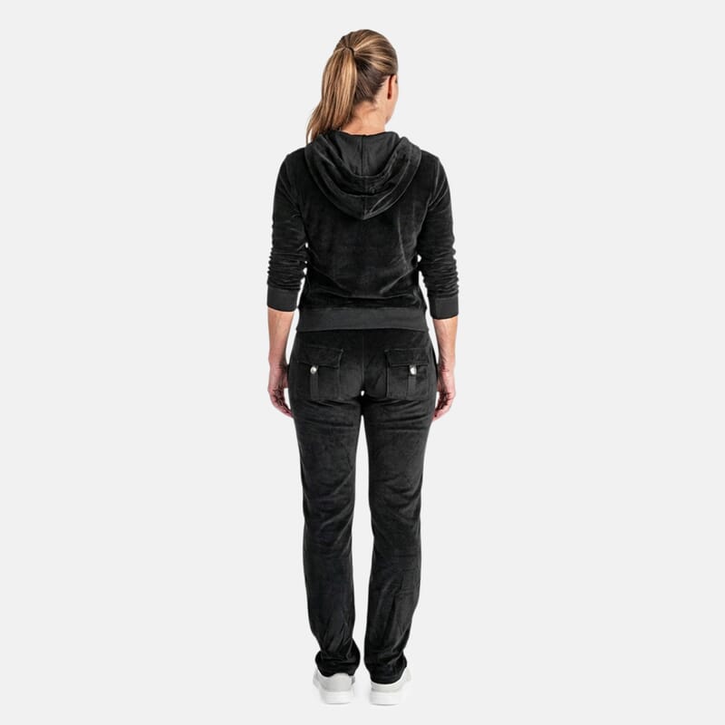 Lee Hanton Black Velour Hooded Jacket Pant Set- Small