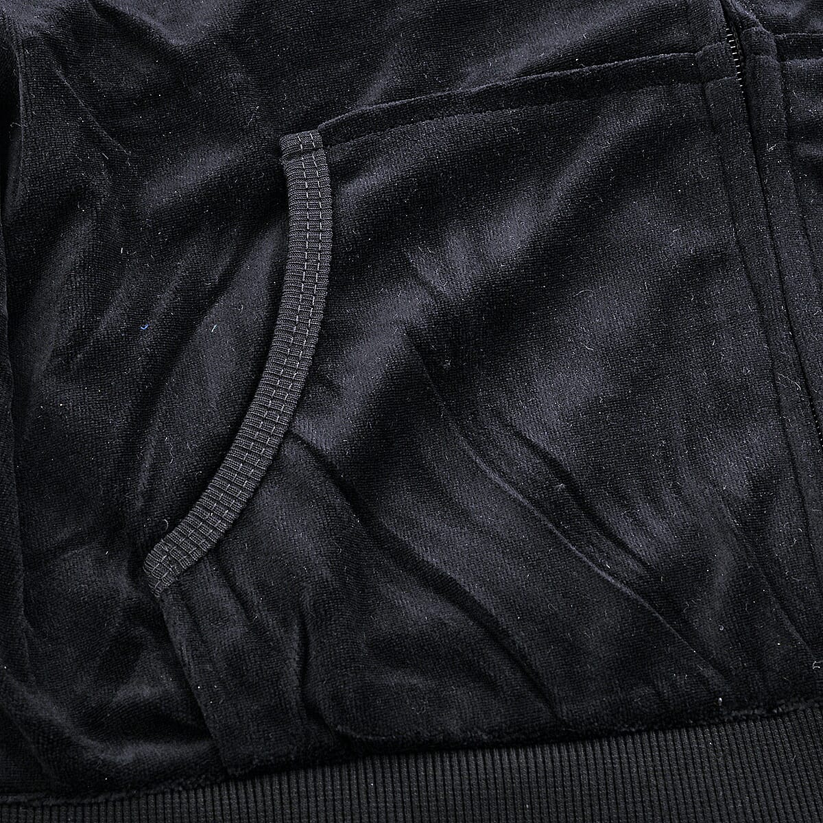 Lee Hanton Black Velour Hooded Jacket Pant Set- XL image number 2