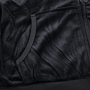 Lee Hanton Black Velour Hooded Jacket Pant Set- XL