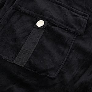 Lee Hanton Black Velour Hooded Jacket Pant Set- XL