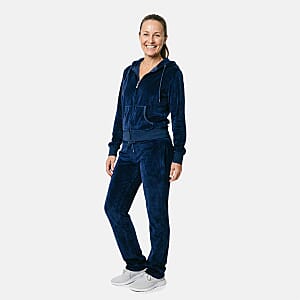 Lee Hanton Navy Velour Hooded Jacket Pant Set- Large