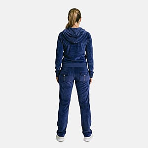 Lee Hanton Navy Velour Hooded Jacket Pant Set- Large