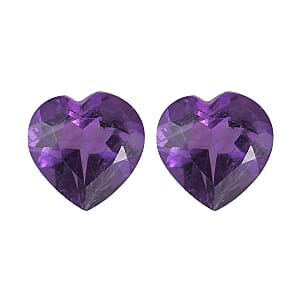 1.35 ctw Heart Cut African Amethyst Loose Gemstone &ndash; AAA Grade (Set Of 2) (6 mm)
