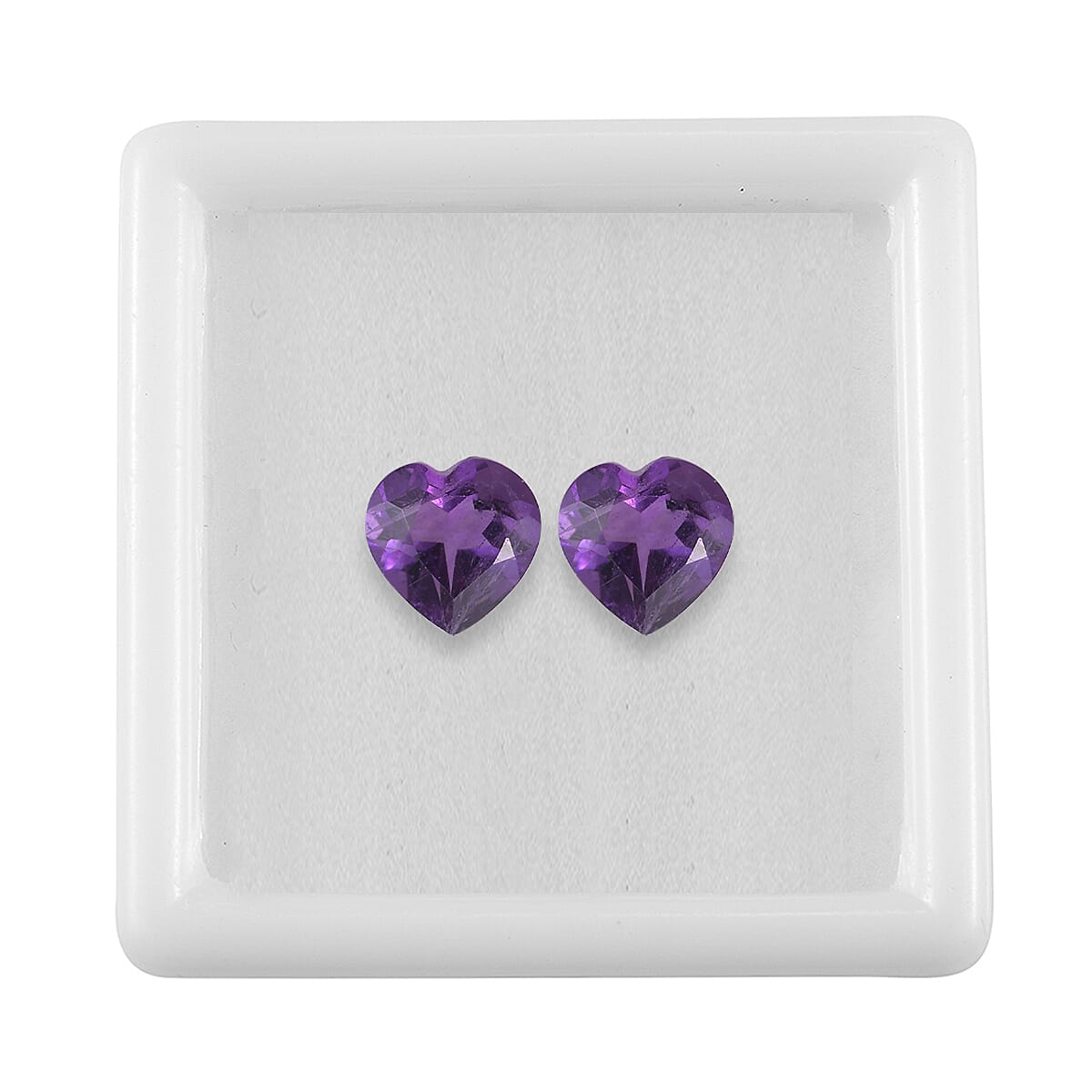 1.35 ctw Heart Cut African Amethyst Loose Gemstone – AAA Grade (Set Of 2) (6 mm)